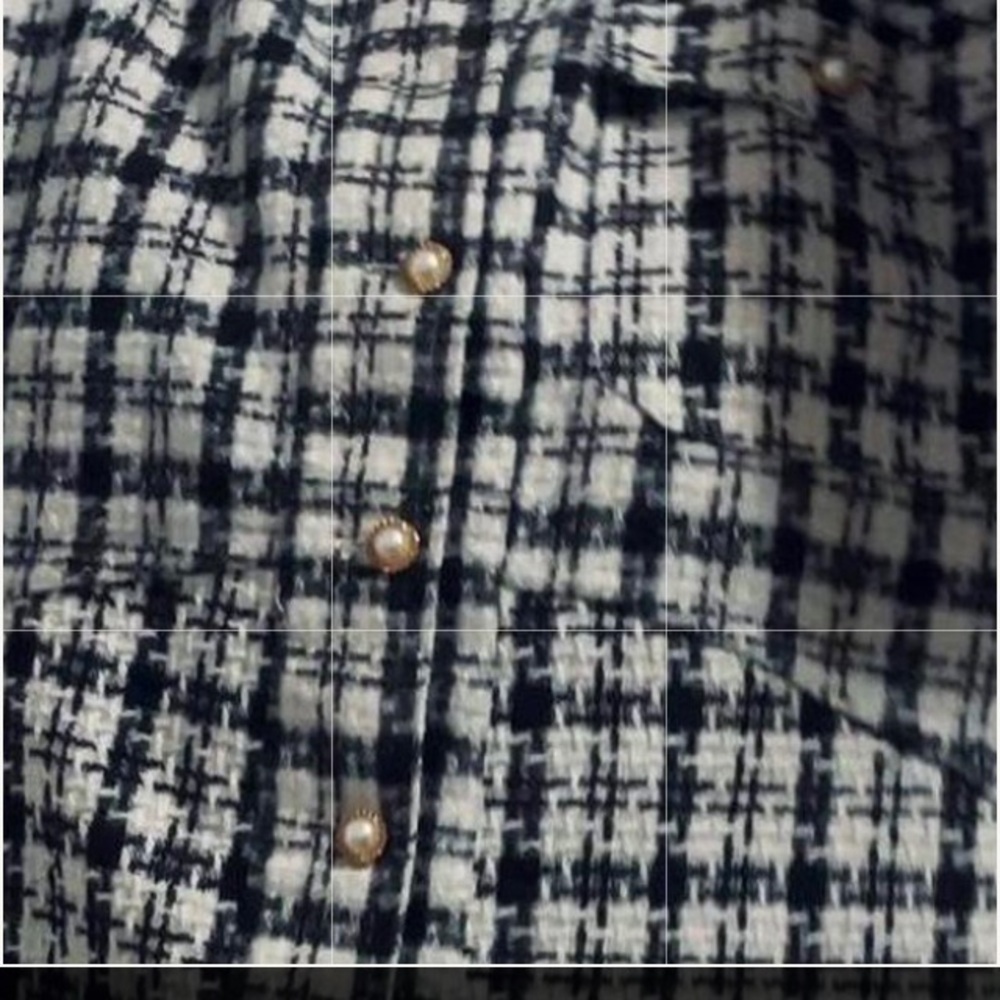Umgee Shacket Jacket Plaid Black White Cozy Oversized Tweed Frayed Hem Womens 1X - Picture 8 of 12